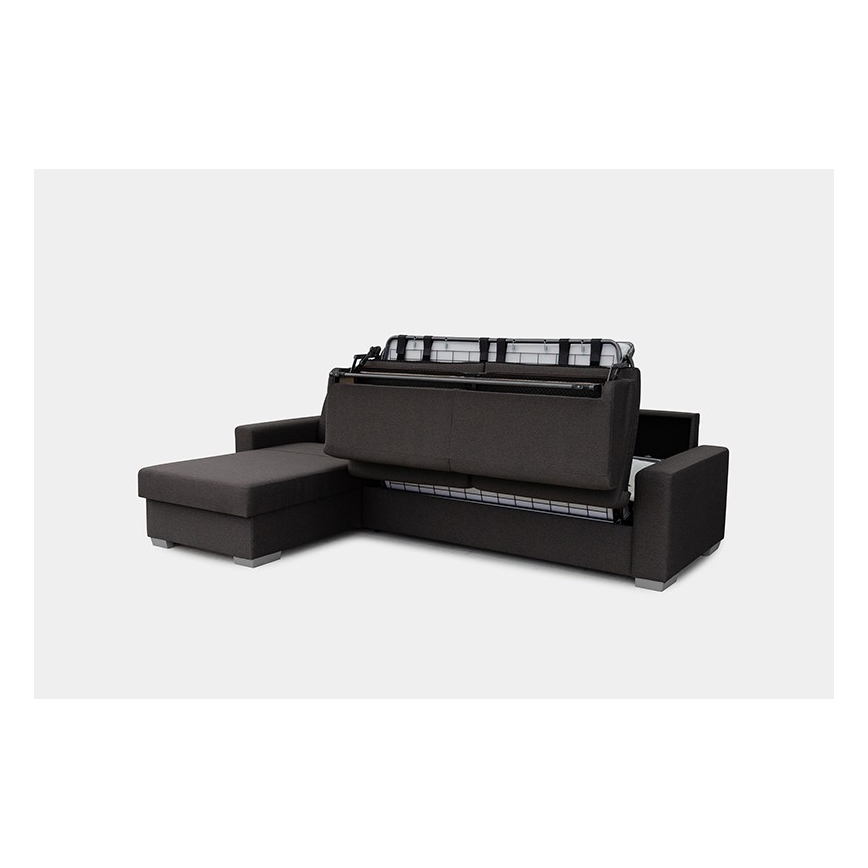 Eck-Schlafsofa mit Stauraum, L-Form, links, braun, für den täglichen Gebrauch LEKA