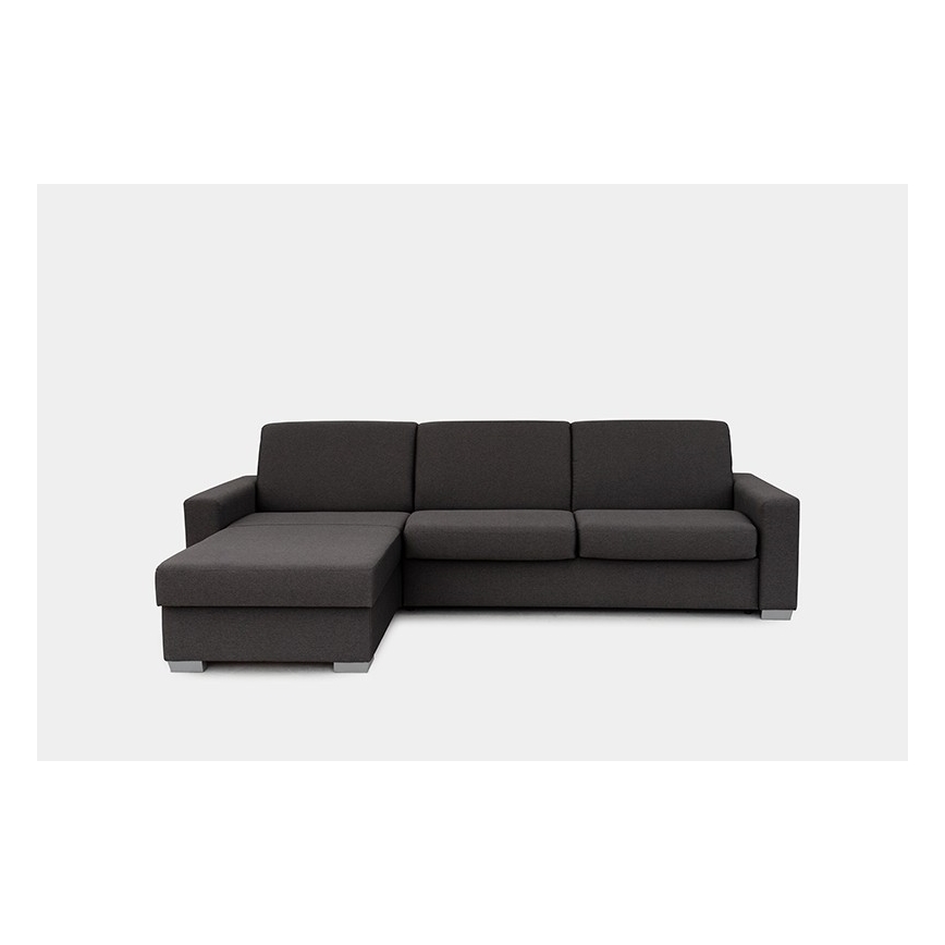 Eck-Schlafsofa mit Stauraum, L-Form, links, braun, für den täglichen Gebrauch LEKA