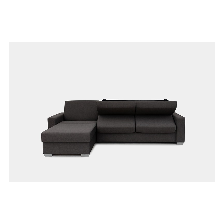 Eck-Schlafsofa mit Stauraum, L-Form, links, braun, für den täglichen Gebrauch LEKA
