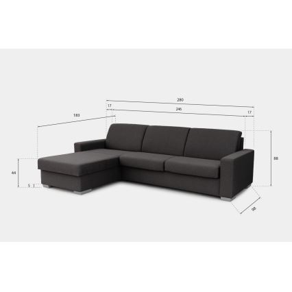 Eck-Schlafsofa mit Stauraum, L-Form, links, braun, für den täglichen Gebrauch LEKA