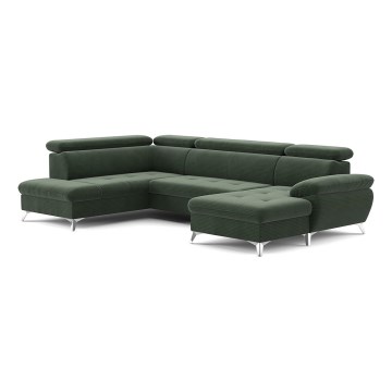 Eck-Schlafsofa mit Stauraum in U-Form CATANIA links, grün
