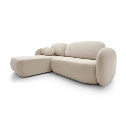 Eck-Schlafsofa OLBIA, L-Form links, mit Bettfunktion und Stauraum, beige
