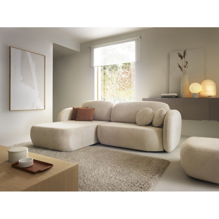 Eck-Schlaffunktion-Sitzgarnitur mit Stauraum in L-Form OLBIA links beige
