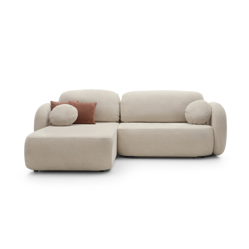 Eck-Schlaffunktion-Sitzgarnitur mit Stauraum in L-Form OLBIA links beige