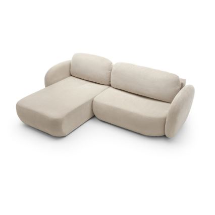 Eck-Schlaffunktion-Sitzgarnitur mit Stauraum in L-Form OLBIA links beige