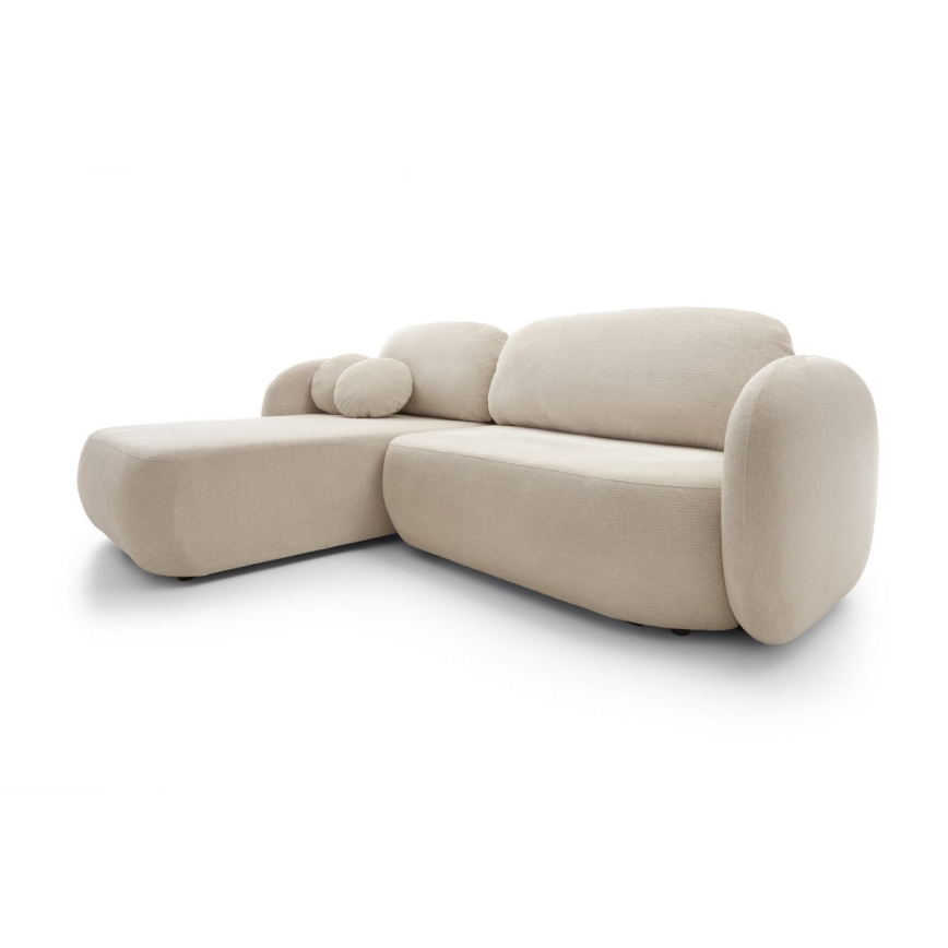 Eck-Schlaffunktion-Sitzgarnitur mit Stauraum in L-Form OLBIA links beige