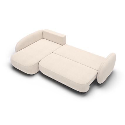Eck-Schlaffunktion-Sitzgarnitur mit Stauraum in L-Form OLBIA links beige