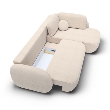 Eck-Schlaffunktion-Sitzgarnitur mit Stauraum in L-Form OLBIA rechts beige