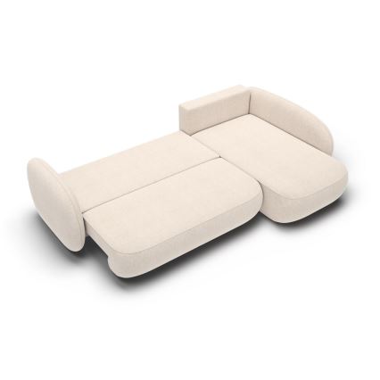 Eck-Schlaffunktion-Sitzgarnitur mit Stauraum in L-Form OLBIA rechts beige