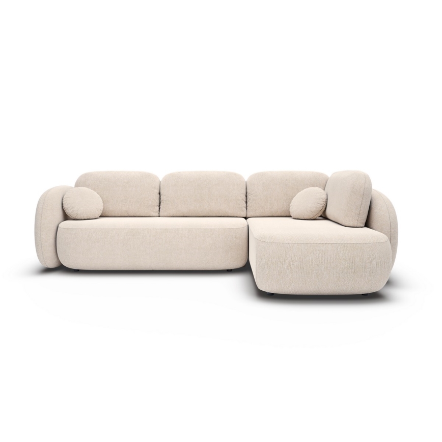 Eck-Schlaffunktion-Sitzgarnitur mit Stauraum in L-Form OLBIA rechts beige