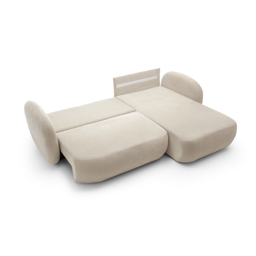 Eck-Schlaffunktion-Sitzgarnitur mit Stauraum OLBIA, rechts, beige