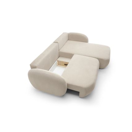 Eck-Schlaffunktion-Sitzgarnitur mit Stauraum OLBIA, rechts, beige