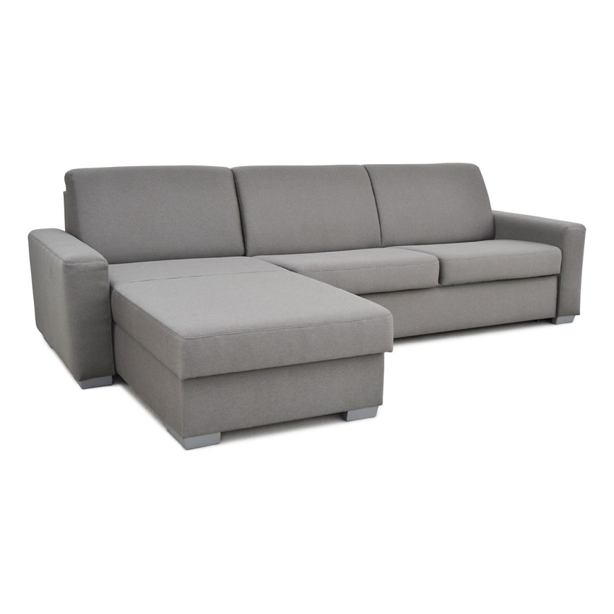 Eck-Schlafsofa zum Ausklappen für den täglichen Gebrauch mit Stauraum, L-Form LEKA links, grau
