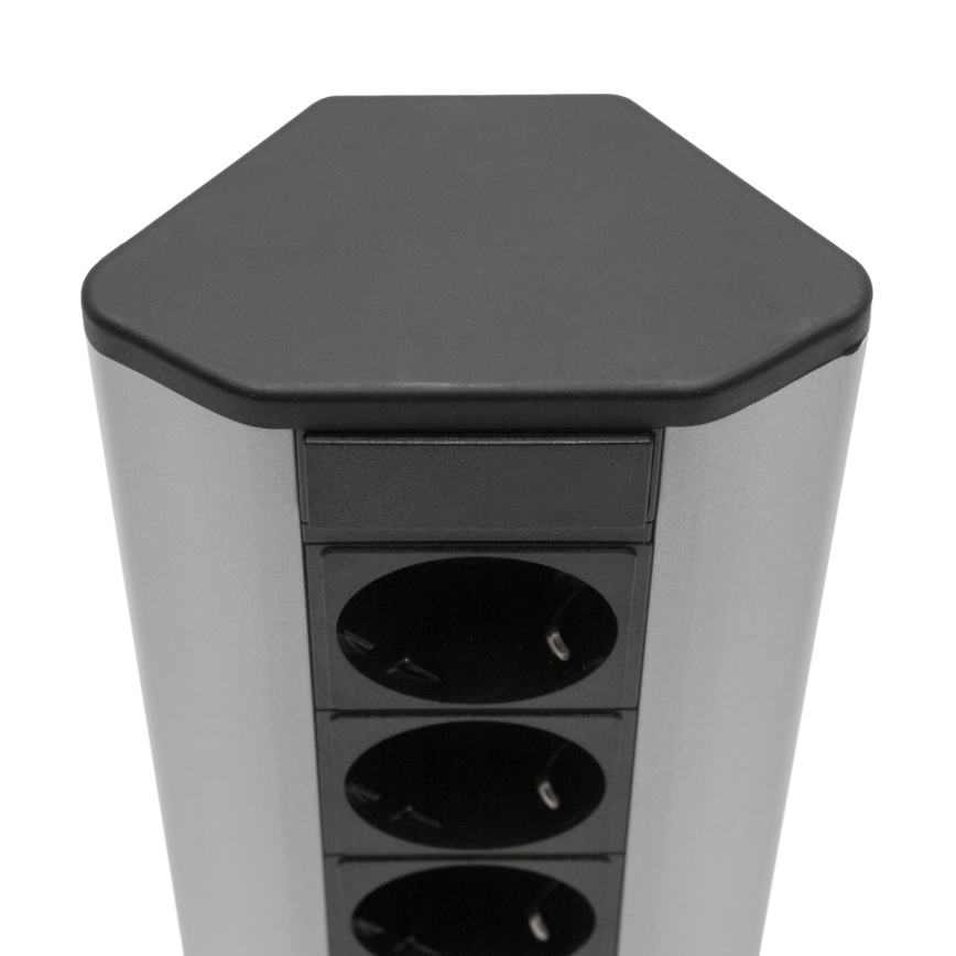 Eck-Steckdosensäule 3×230 V schwarz/silber