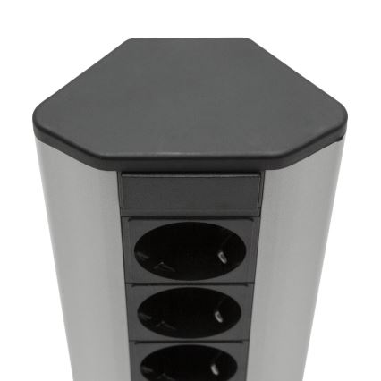 Eck-Steckdosensäule 4x230V + 2xUSB-A schwarz/silber