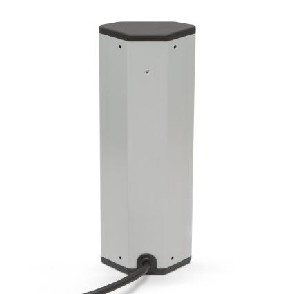 Eck-Steckdosensäule 4x230V + 2xUSB-A schwarz/silber
