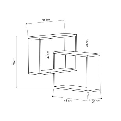 Eck-Wandregal RING 68x68 cm braun