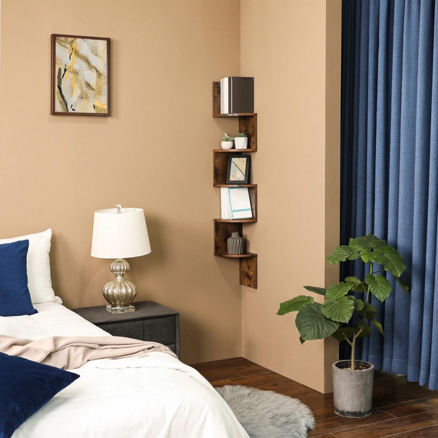 Eck-Wandregal SNAKE, braun