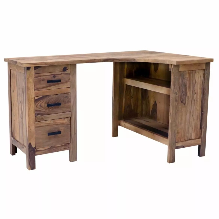 Ecken-Schreibtisch RAMI 130x85 cm Massivholz/Rosenholz