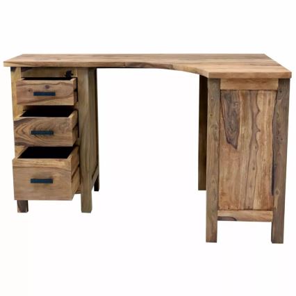 Ecken-Schreibtisch RAMI 130x85 cm Massivholz/Rosenholz