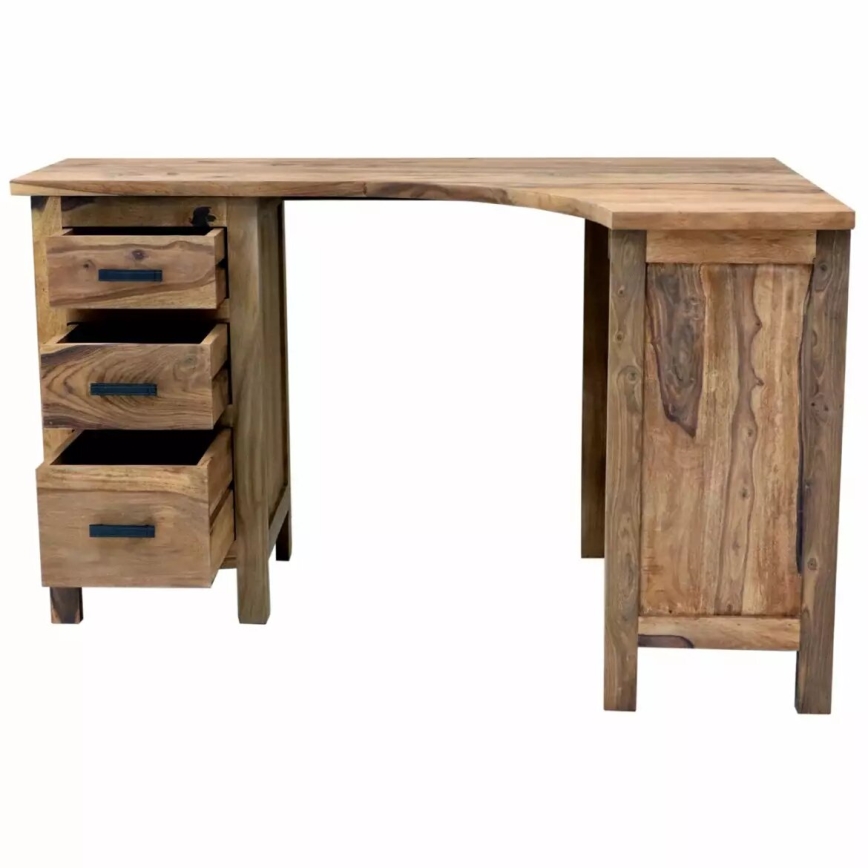 Ecken-Schreibtisch RAMI 130x85 cm Massivholz/Rosenholz