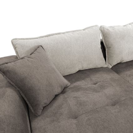 Eckgarnitur LAGOA in L‑Form mit Schlaffunktion und Stauraum, links, Taupe/Grau