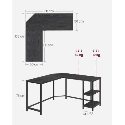 Eckschreibtisch SOLEA, schwarz