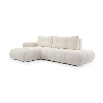 Ecksofa ALMADA in L-Form, links, mit Schlaffunktion und Stauraum, hellbeige