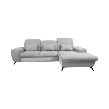 Ausklappbares, gepolstertes Ecksofa ALTA, L‑Form, rechts, mit Stauraum, grau