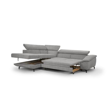 Eck-Schlafsofa mit Stauraum in L-Form BRESCIA links, grau