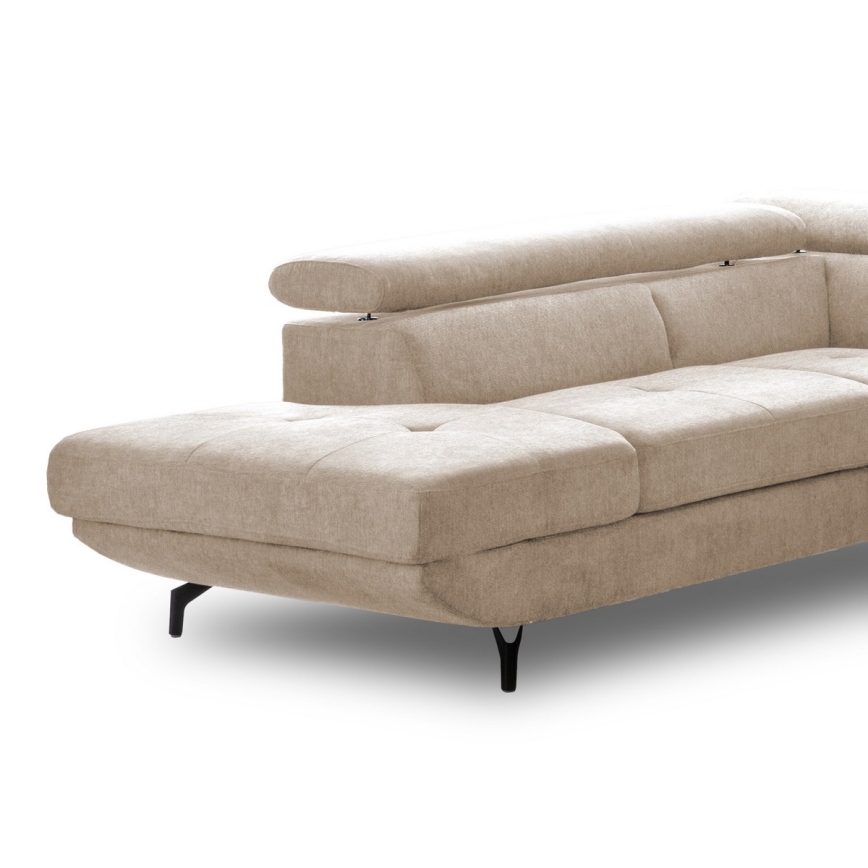 Eck-Schlafsofa mit Stauraum in L-Form BRESCIA links, beige