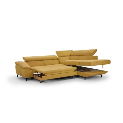 Eck-Schlafsofa mit Stauraum in L-Form BRESCIA, rechts, gelb