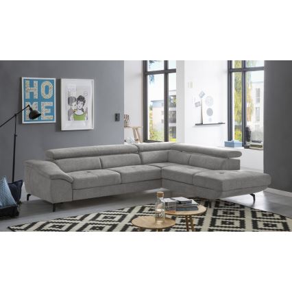 Eck-Schlafsofa mit Stauraum in L-Form BRESCIA, rechts, grau