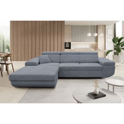 Eck-Schlafsofa mit Stauraum in L-Form CASTELO links, dunkelgrau