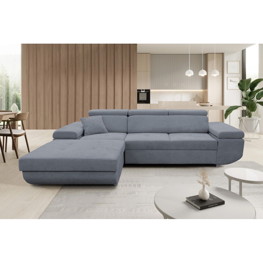 Eck-Schlafsofa mit Stauraum in L-Form CASTELO links, dunkelgrau
