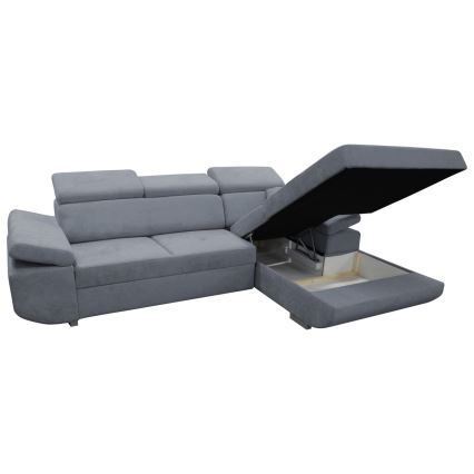 Eck-Schlafsofa mit Stauraum in L-Form CASTELO links, dunkelgrau