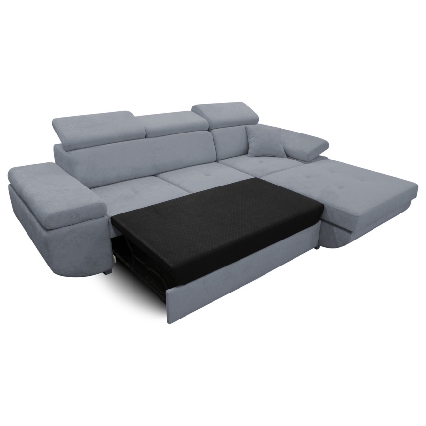 Eck-Schlafsofa mit Stauraum in L-Form CASTELO links, dunkelgrau