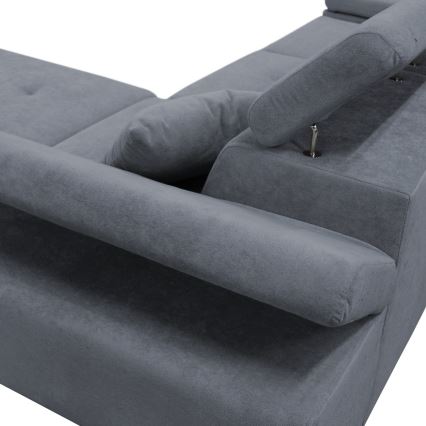 Eck-Schlafsofa mit Stauraum in L-Form CASTELO links, dunkelgrau