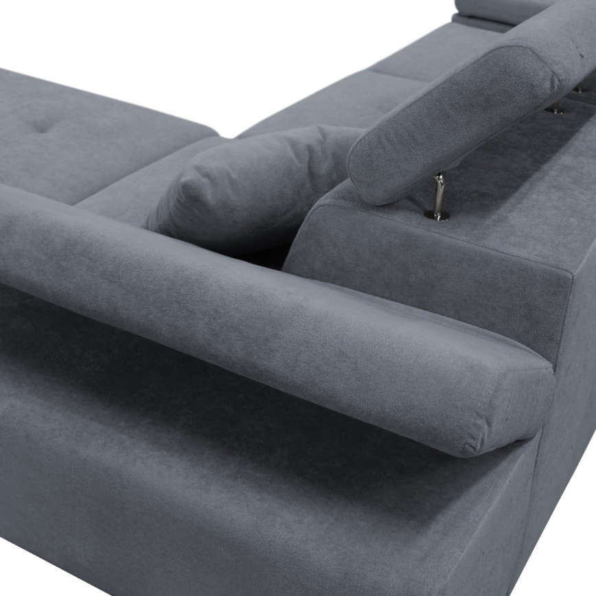 Eck-Schlafsofa mit Stauraum in L-Form CASTELO links, dunkelgrau