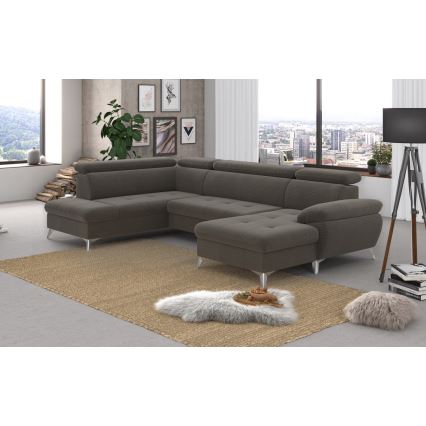 Eck-Schlafsofa mit Stauraum in U-Form CATANIA links, braun