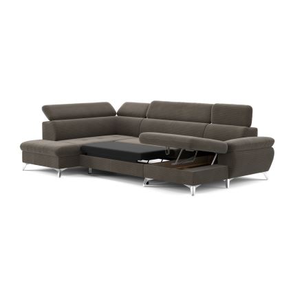 Eck-Schlafsofa mit Stauraum in U-Form CATANIA links, braun
