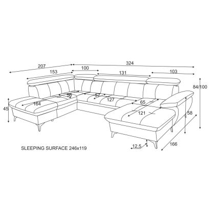 Eck-Schlafsofa mit Stauraum in U-Form CATANIA links, braun