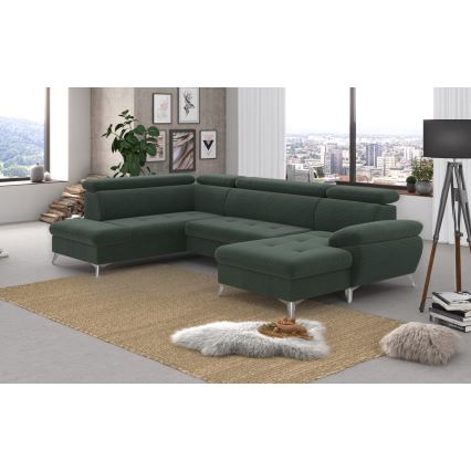 Eck-Schlafsofa mit Stauraum in U-Form CATANIA links, grün