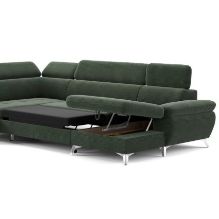 Eck-Schlafsofa mit Stauraum in U-Form CATANIA links, grün