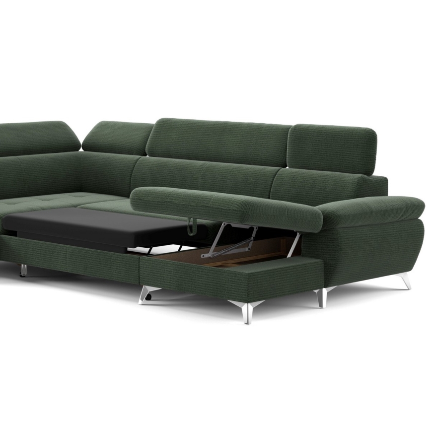 Eck-Schlafsofa mit Stauraum in U-Form CATANIA links, grün