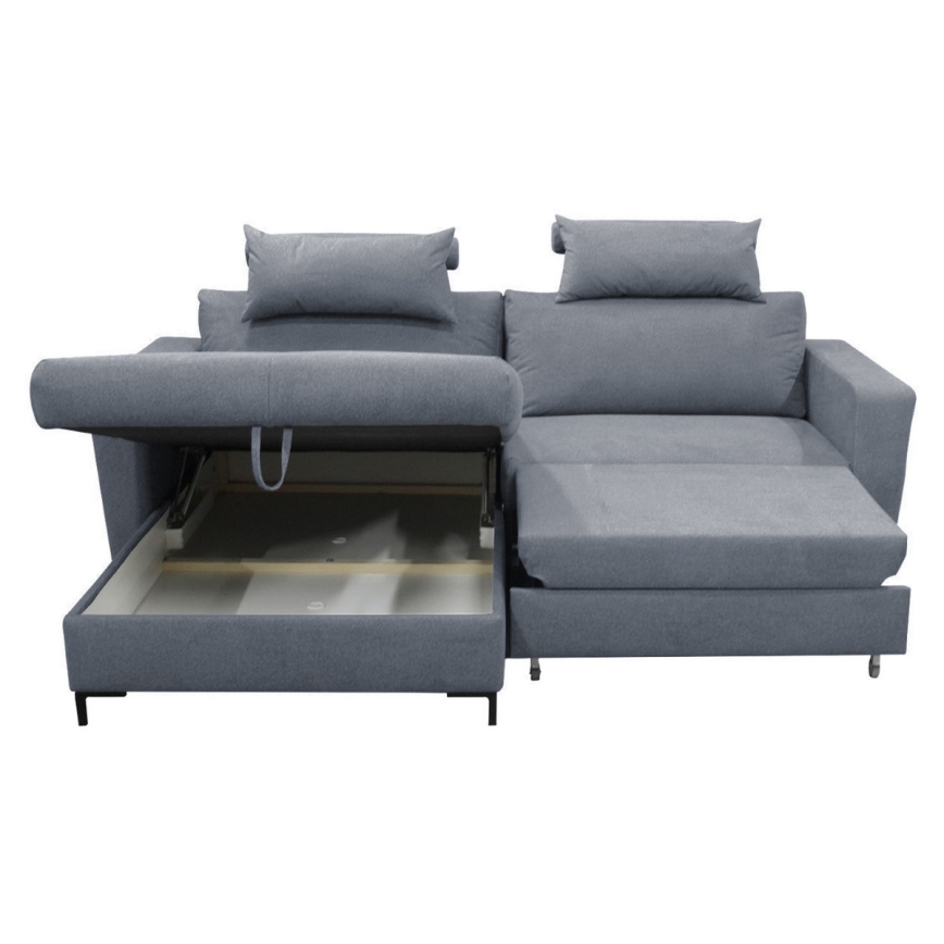 Eck-Schlafsofa mit Stauraum in L-Form HORTA links, dunkelgrau