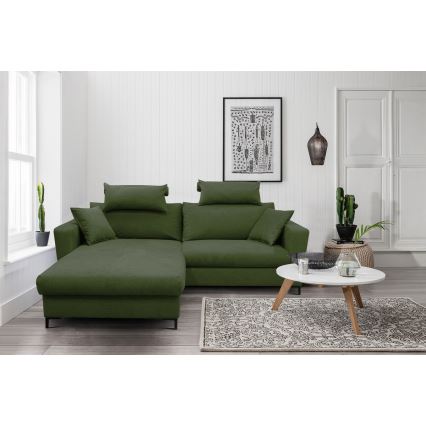 Eck-Schlafsofa mit Stauraum in L-Form HORTA links grün