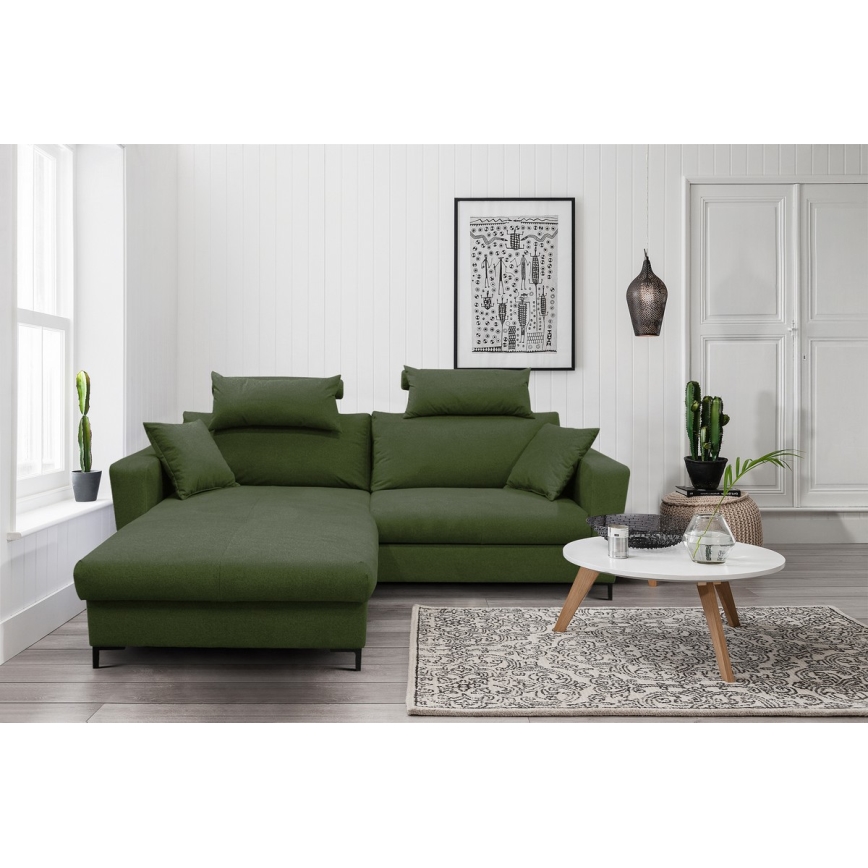 Eck-Schlafsofa mit Stauraum in L-Form HORTA links grün