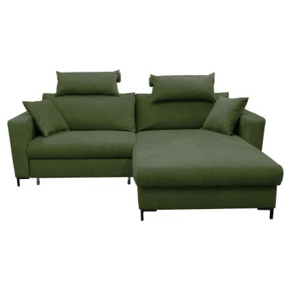 Ecksofa HORTA mit Schlaffunktion und Stauraum in L‑Form, rechts, grün