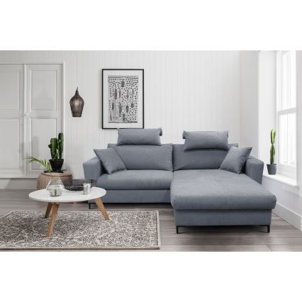 Eck-Schlafsofa mit Stauraum in L-Form HORTA, rechts, dunkelgrau